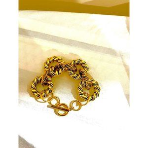 Gold statement bracelet chunky link chain wide cuff large bold metal boho chunky